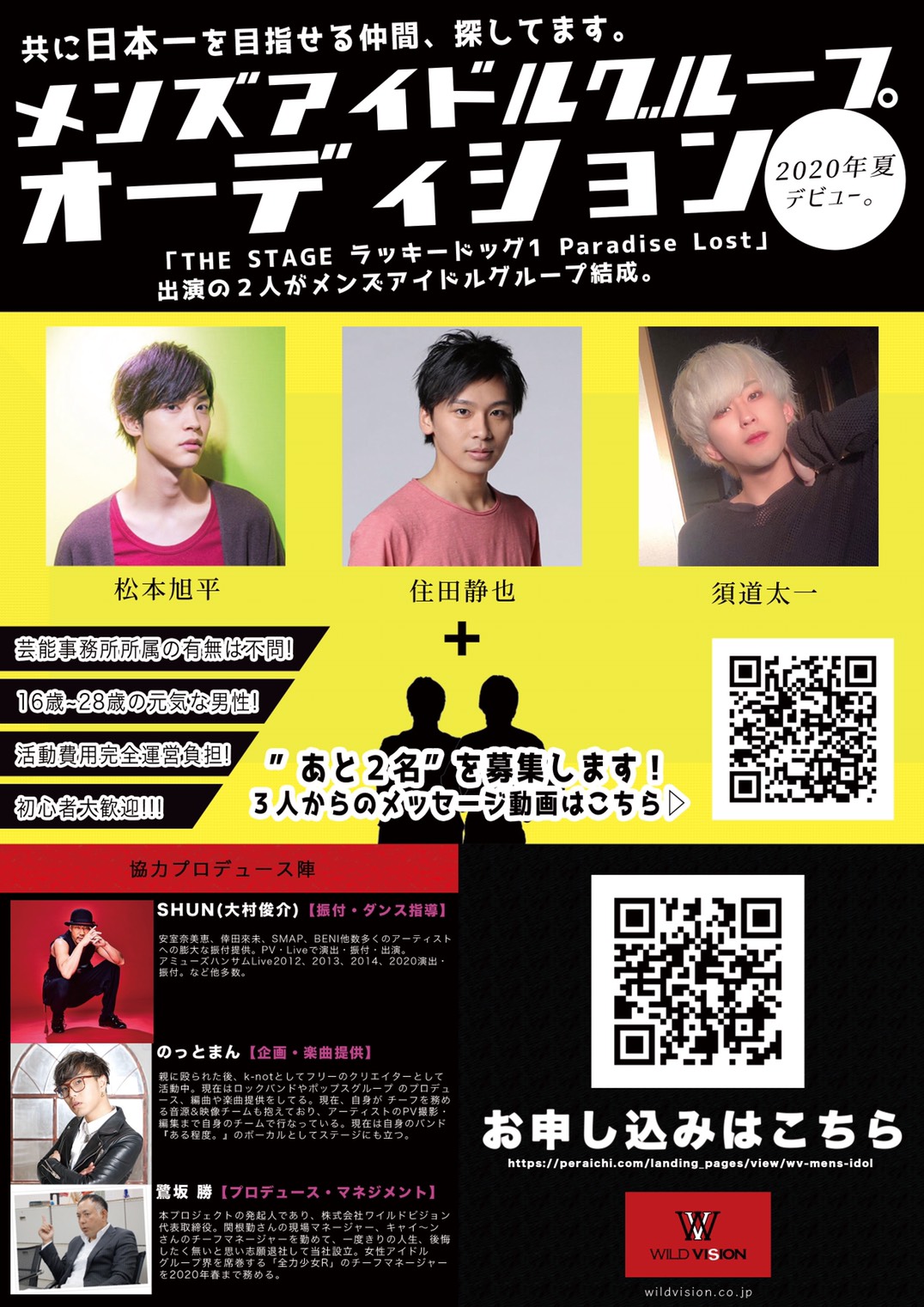 株式会社ワイルドビジョンの新規プロジェクト、メンズアイドル